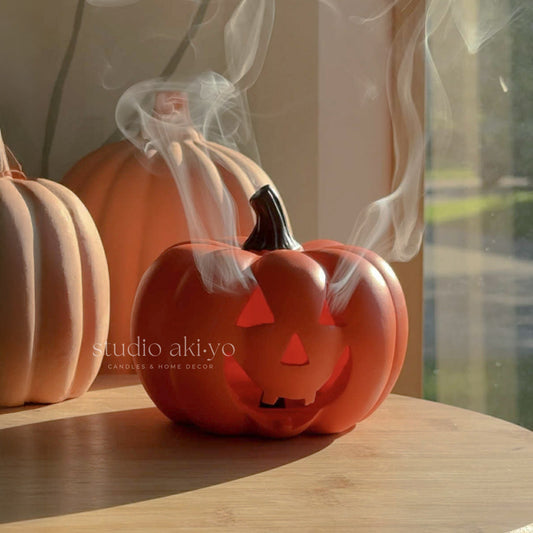Pumpkin shaped incense cone holder for halloween summerween spooky vibes.