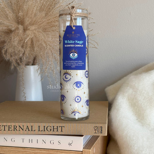 Glass Jar Pillar Candle - All Seeing Eye