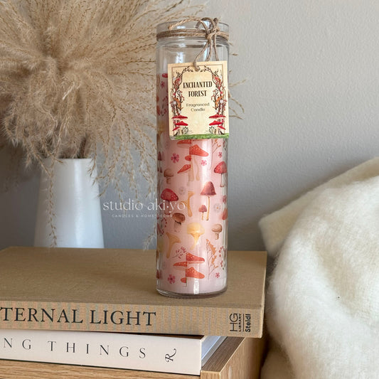Glass Jar Pillar Candle - Mushroom Enchanted Forest