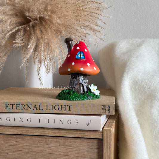 Red toadstool mushroom incense cone holder