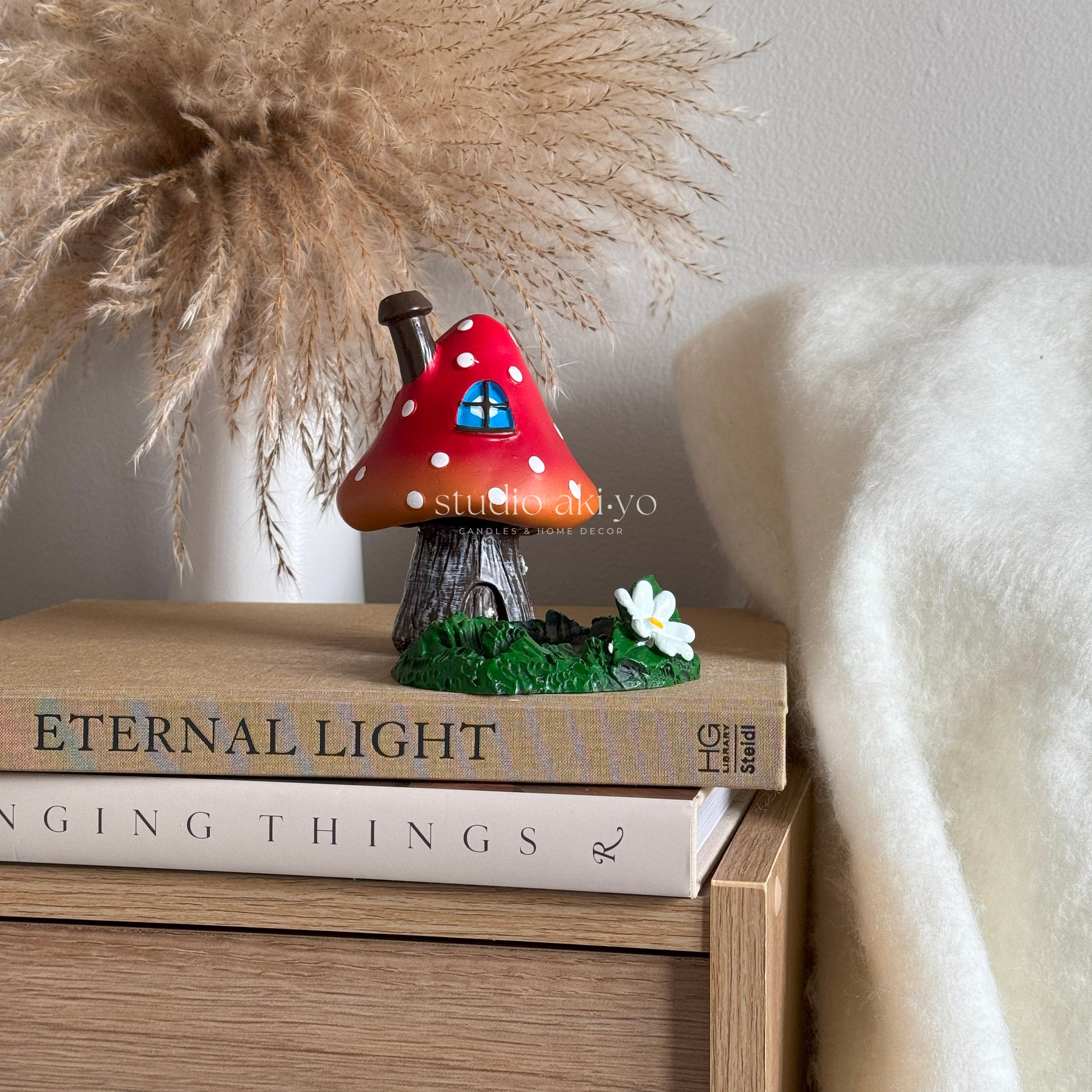 Red toadstool mushroom incense cone holder