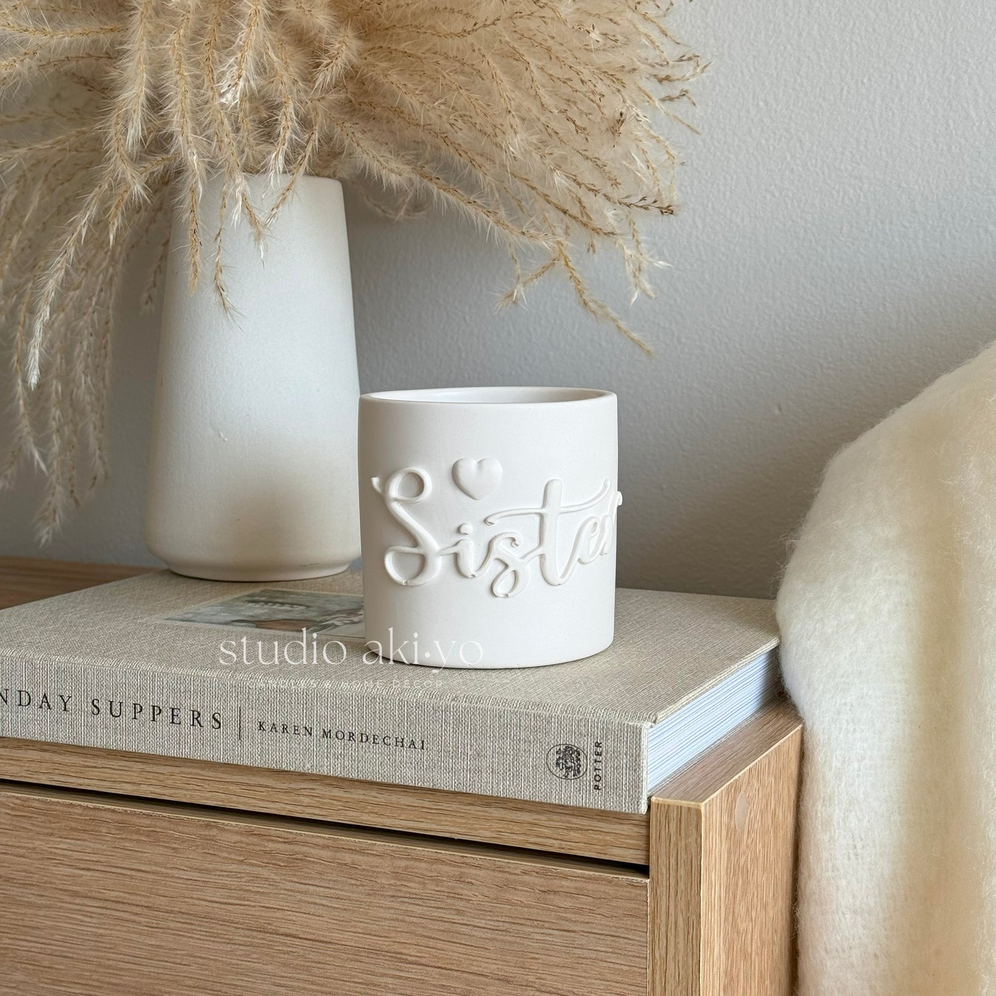 Sister Jar candle with wood wick in handmade jar