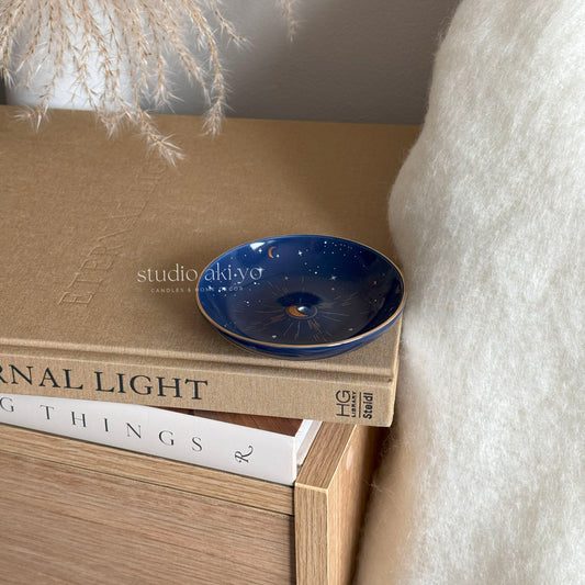 Ceramic Starry Sky incense stick holder with gold-foil star constellations