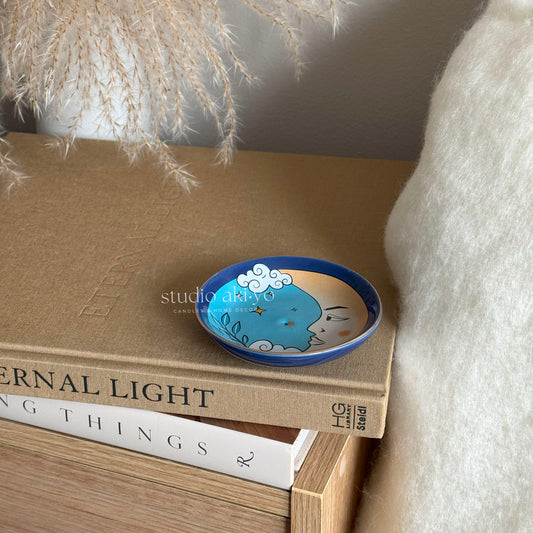 Ceramic vintage moon celestial incense stick holder