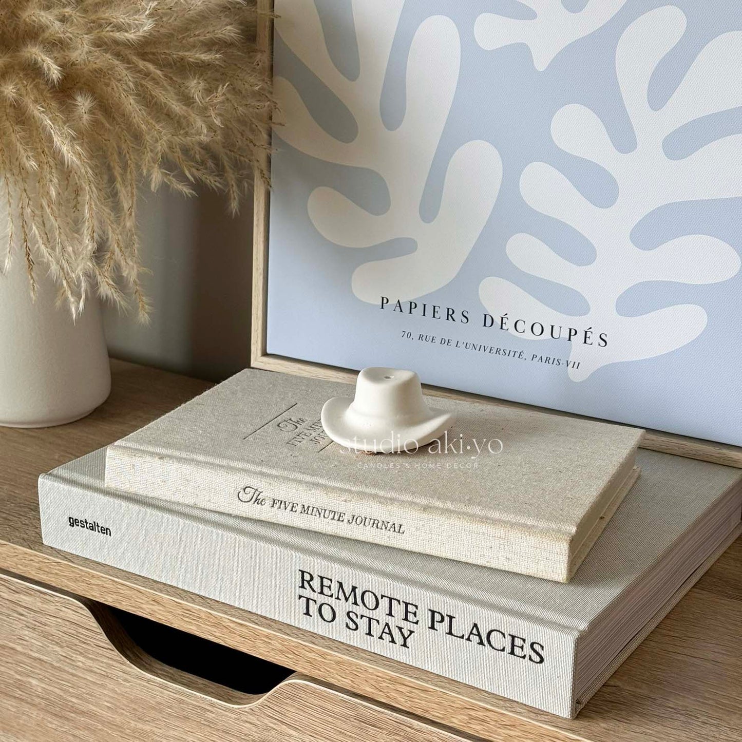 Handcrafted cowboy hat incense burner styled in rustic decor