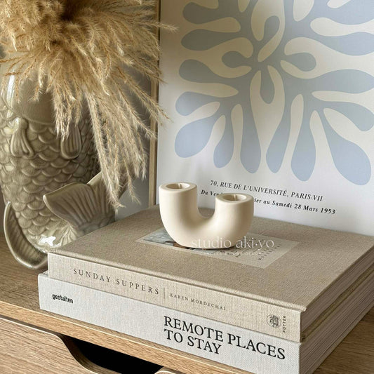 Minimalist sculptural candle decor for modern interiors