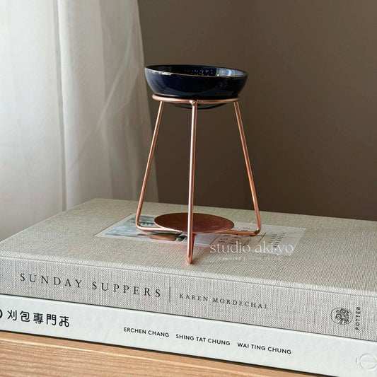 Navy ceramic star sign wax melt burner with gold constellation accents