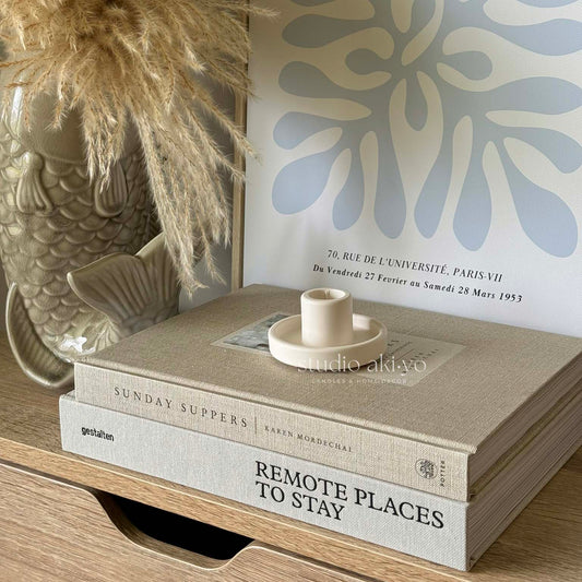 Minimalist sculptural candle decor with soft circular form