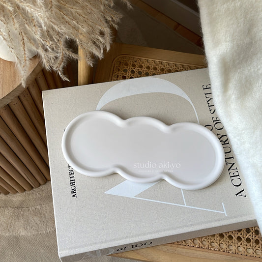 Large wavy trinket tray made from jesmonite with matte finish