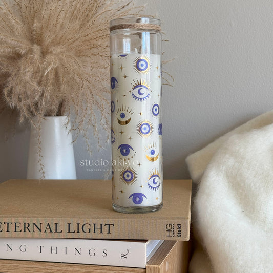 Glass Jar Pillar Candle - All Seeing Eye