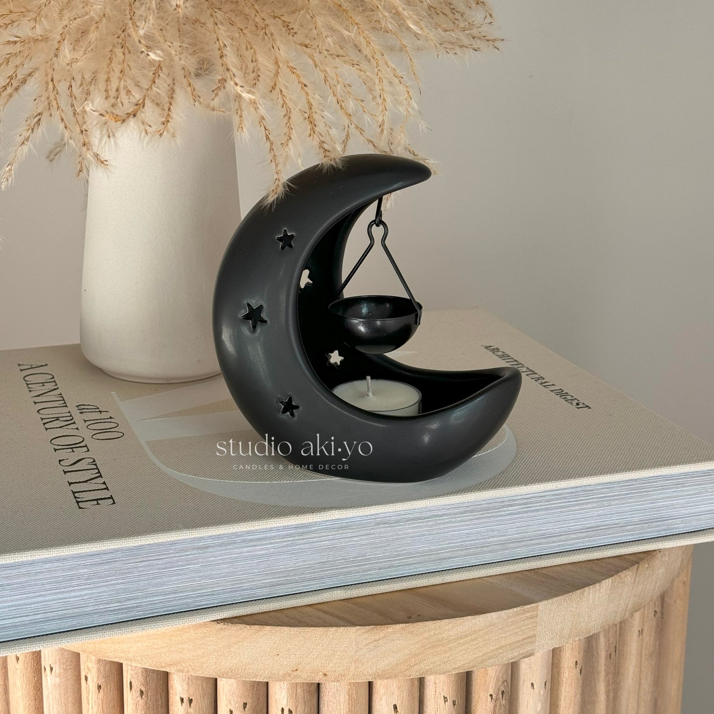 Black Crescent Moon Star Hanging Wax Melt Burner