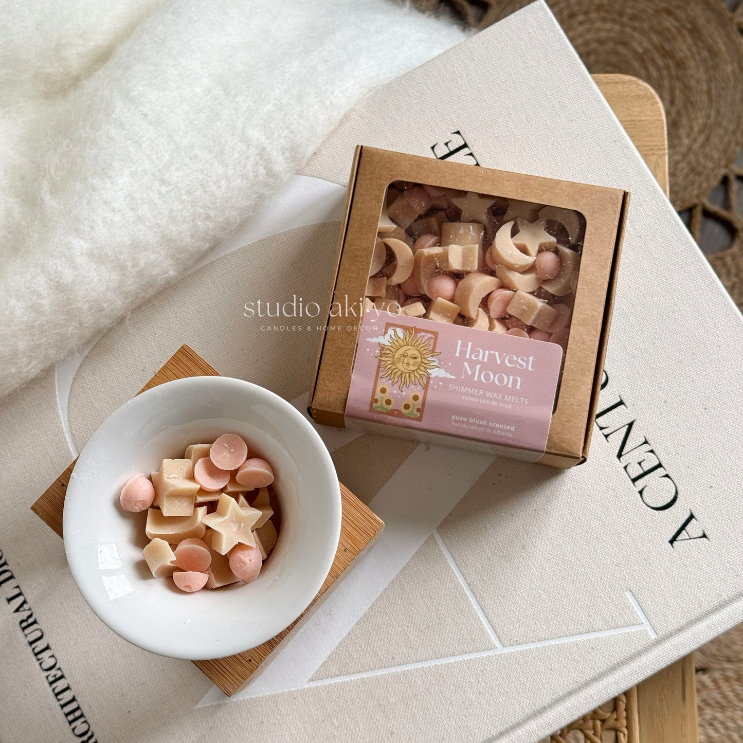 Harvest Moon wax melts scoopies in stars and moon shapes yuzu blush scented