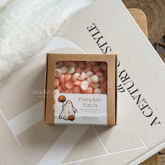 Pumpkin Path scoopie wax melts in shapes of spooky mini pumpkins scented with pumpkin chai