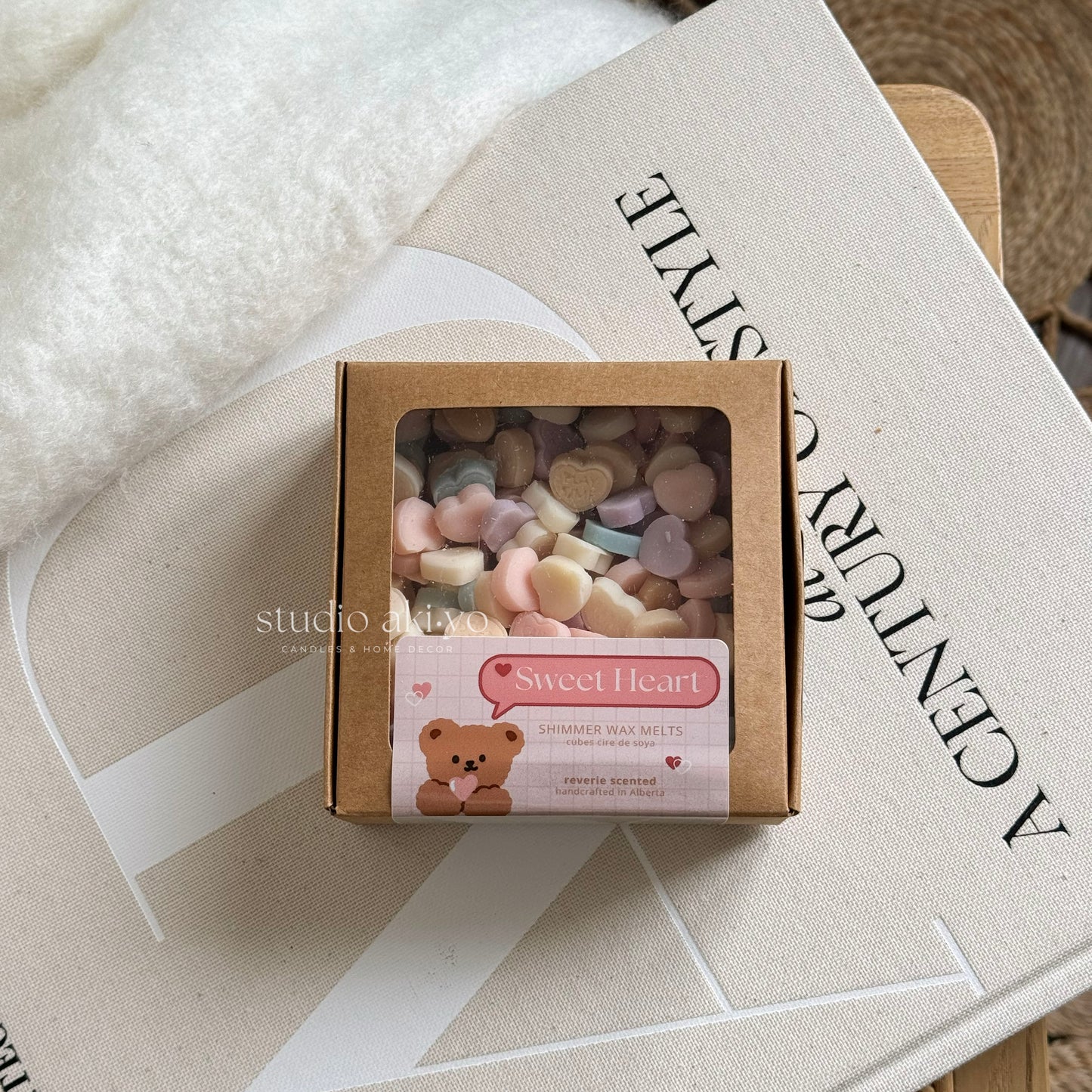 Sweet heart wax melts scoopies shaped like conversation hearts and scented with strawberry champagne