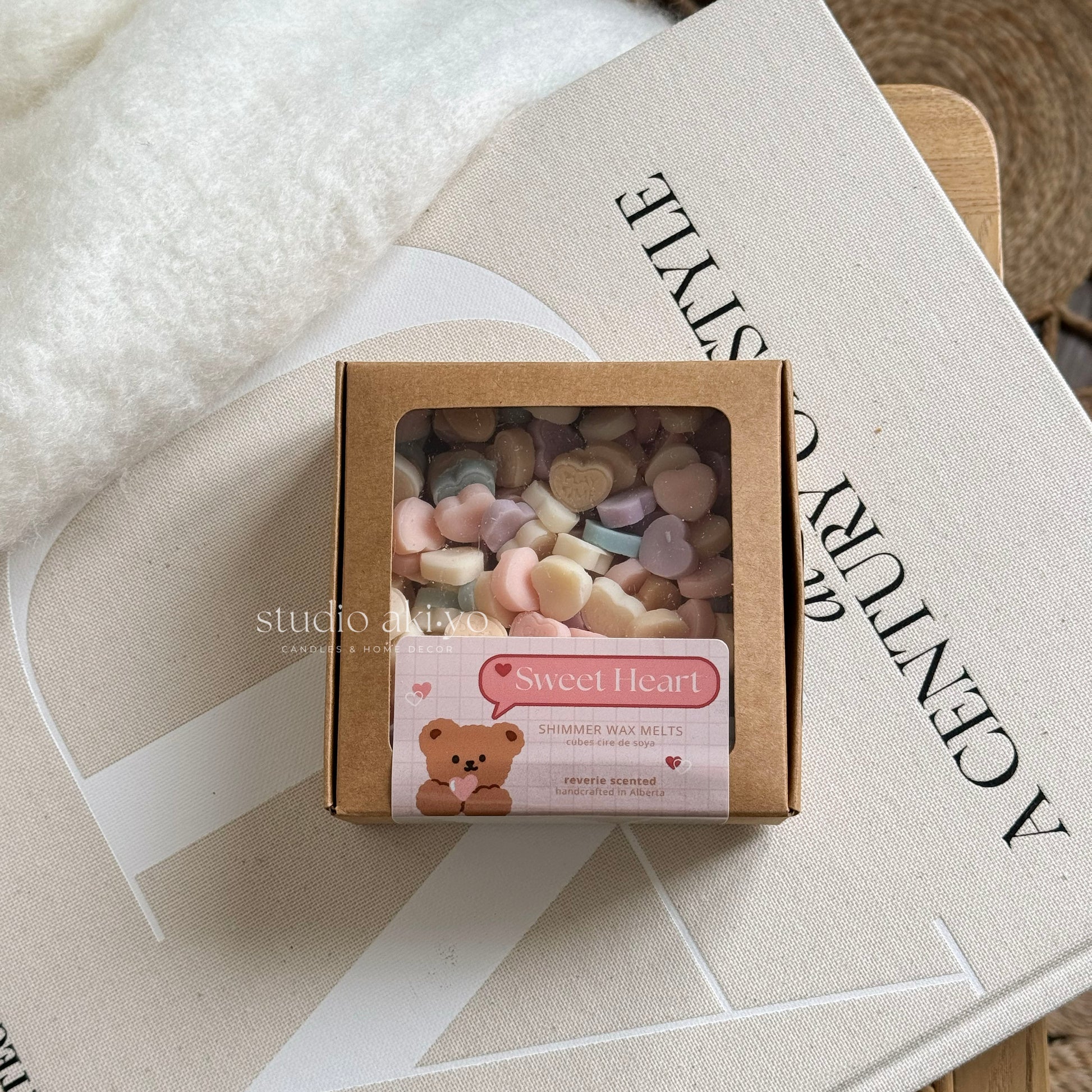 Sweet heart wax melts scoopies shaped like conversation hearts and scented with strawberry champagne