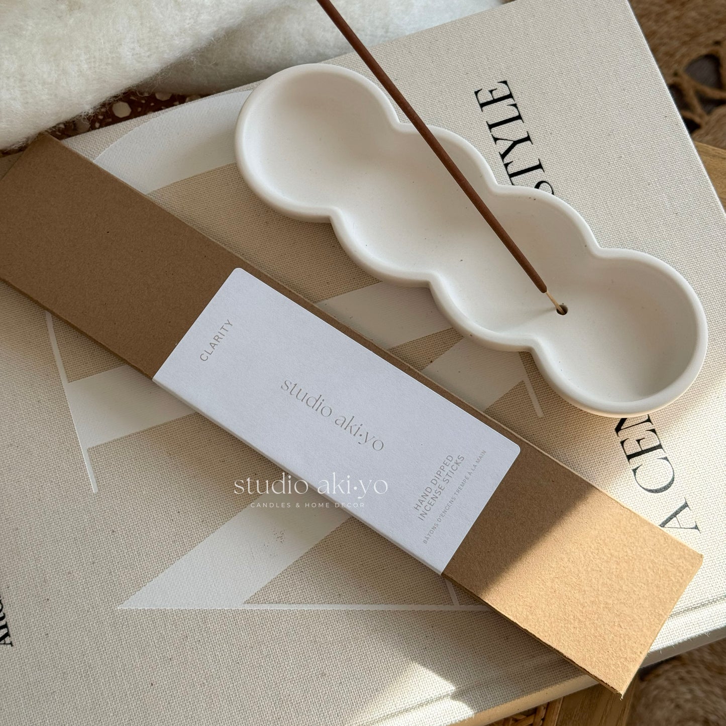 Incense stick holder with incense sticks Clarity from Studio Akiyo.