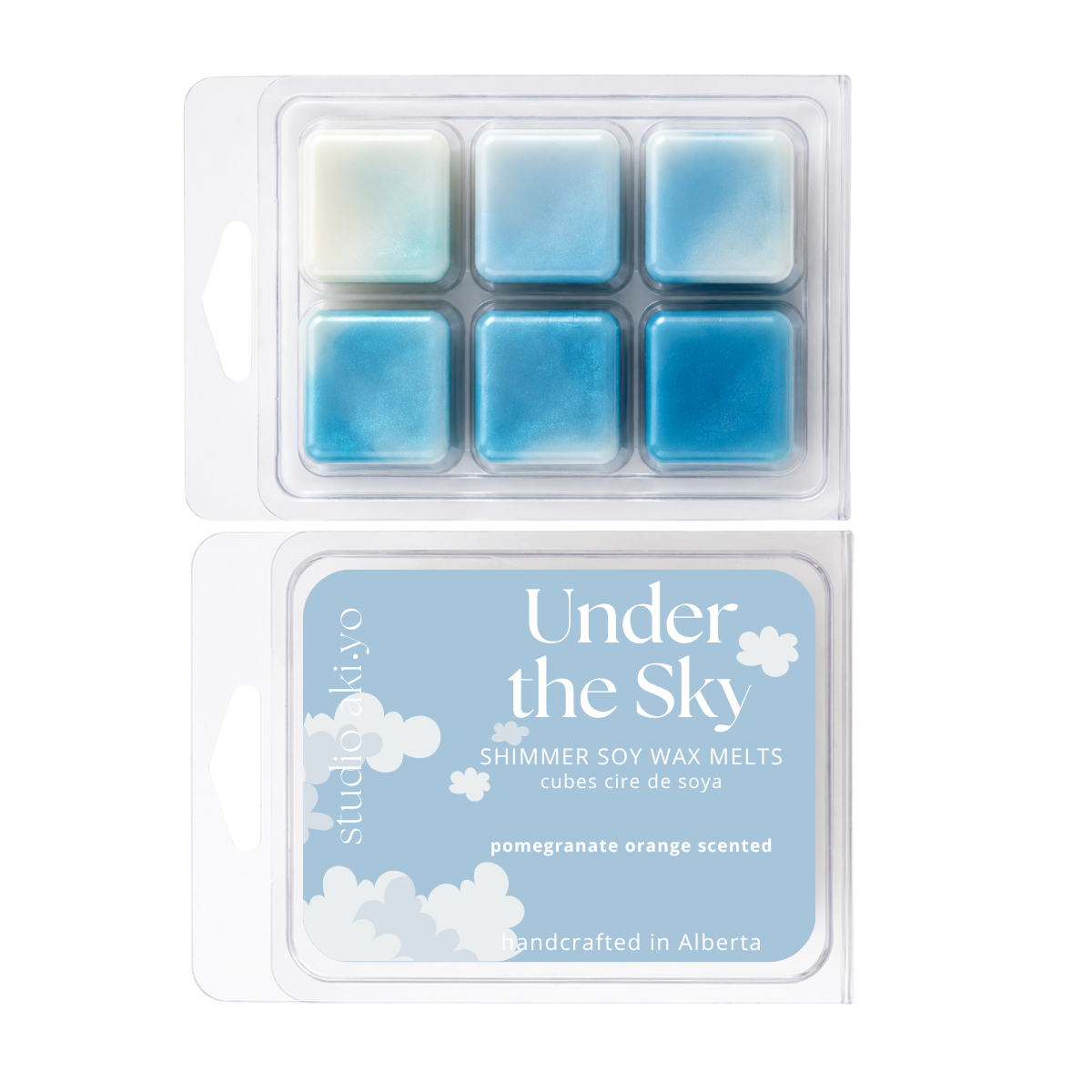 Studio Akiyo under the sky wax melts made from 100% natural soy wax and clean burning fragrances.