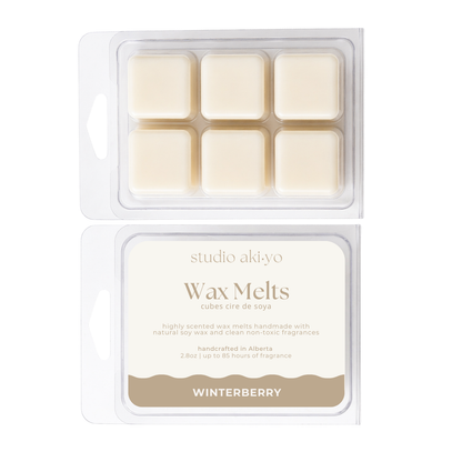 Studio Akiyo winterberry soy wax melts packaging.